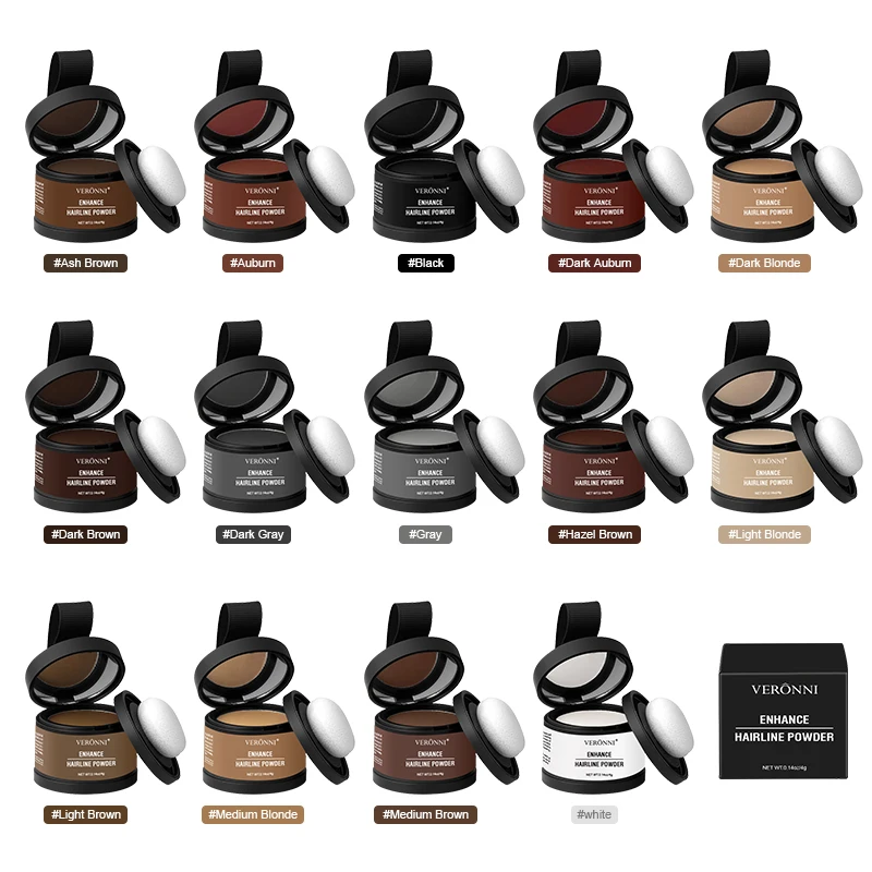 14 Color Hairline Shadow Powder, Instantly Conceal Hairline & Hair Root, Waterproof Hairline Enhancer Powder Filler Strong Cover