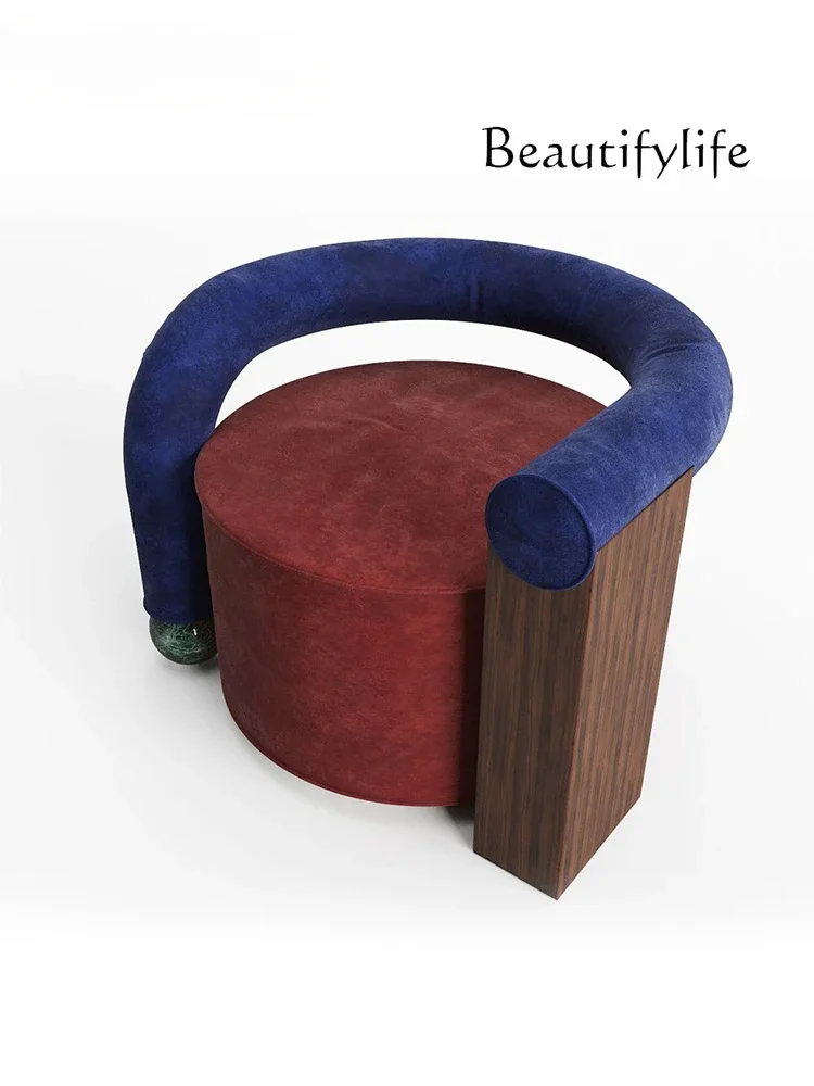 F45 Nordic Light Luxury Designer Model Special-Shaped Couch Model Room Beauty Salon Creative Fabric Leisure Chair