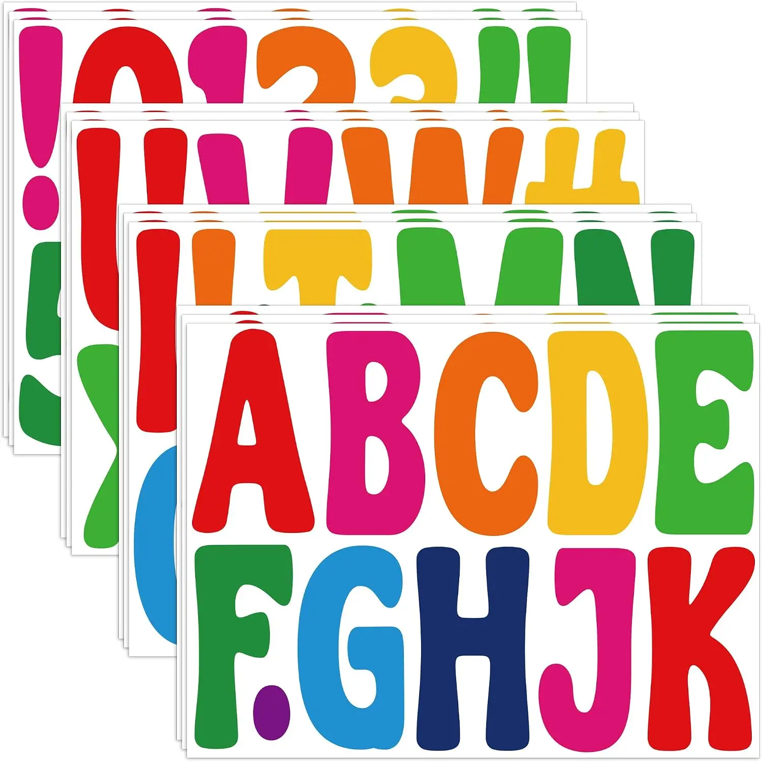 12 Sheets 4 Inch Colorful Letter & Number Stickers Waterproof Self‑Adhesive Vinyl  Alphabet Stickers for Bulletin Board, Poster