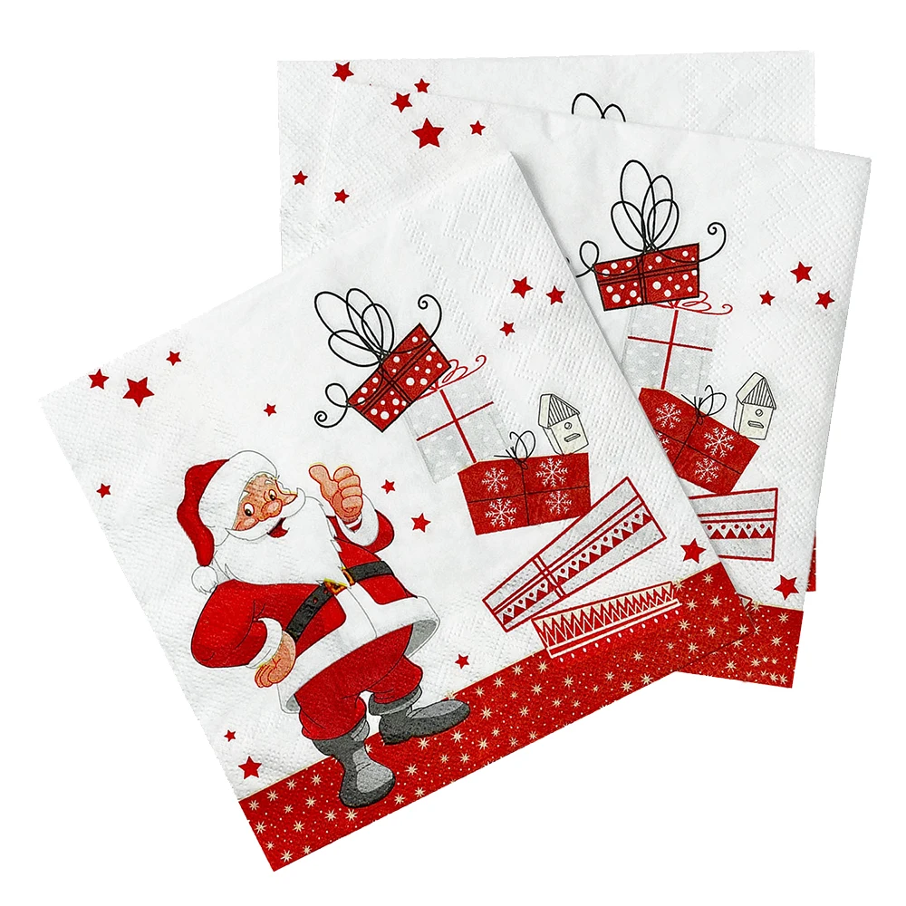 Xmas Christmas party Napkins tissue Santa Claus printed Napkins Christmas Dinner Napkins 2024 Christmas party supplies Napkins