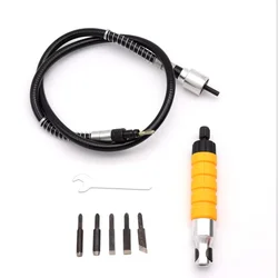 1 Set Wood Carving Tool Wood Chisel Carving Tool Set Electric Chisel with 5 Carving Tips Wrench Flexible Flex Shaft Hand Tool