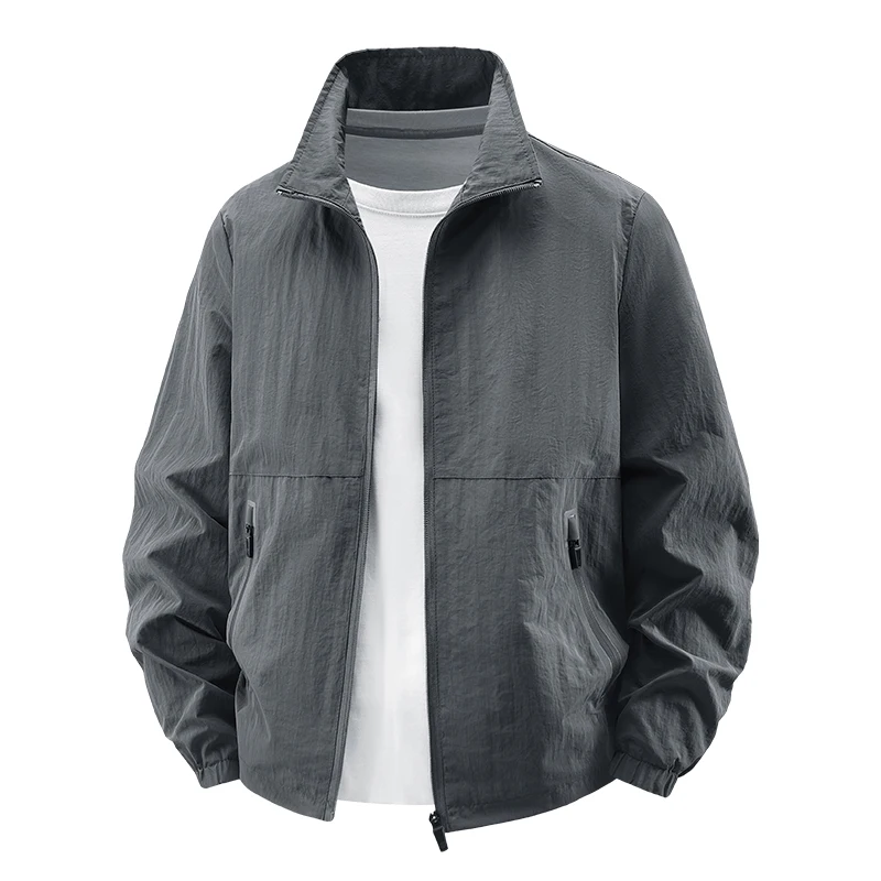 

Spring Autumn Outdoor Sports Leisure High Quality Windproof Breathable Jacket Comfortable Fashionable Solid Color Trendy Jacket