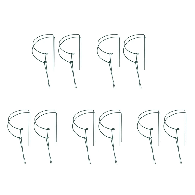 

Emption!20 Pcs Plant Support Stakes Ring Cage Metal Garden Plant Stake Green Half Round Plant Support Ring Large Plant Supports