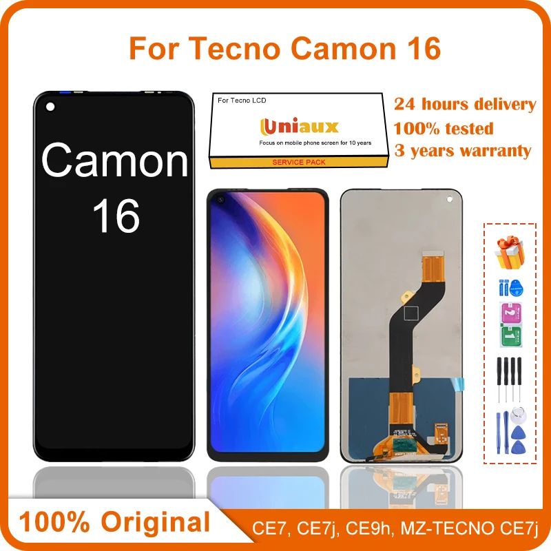 

Для Tecno Camon 16, ЖК-экран мобильного телефона в сборе, замена сенсорной ЖК-панели