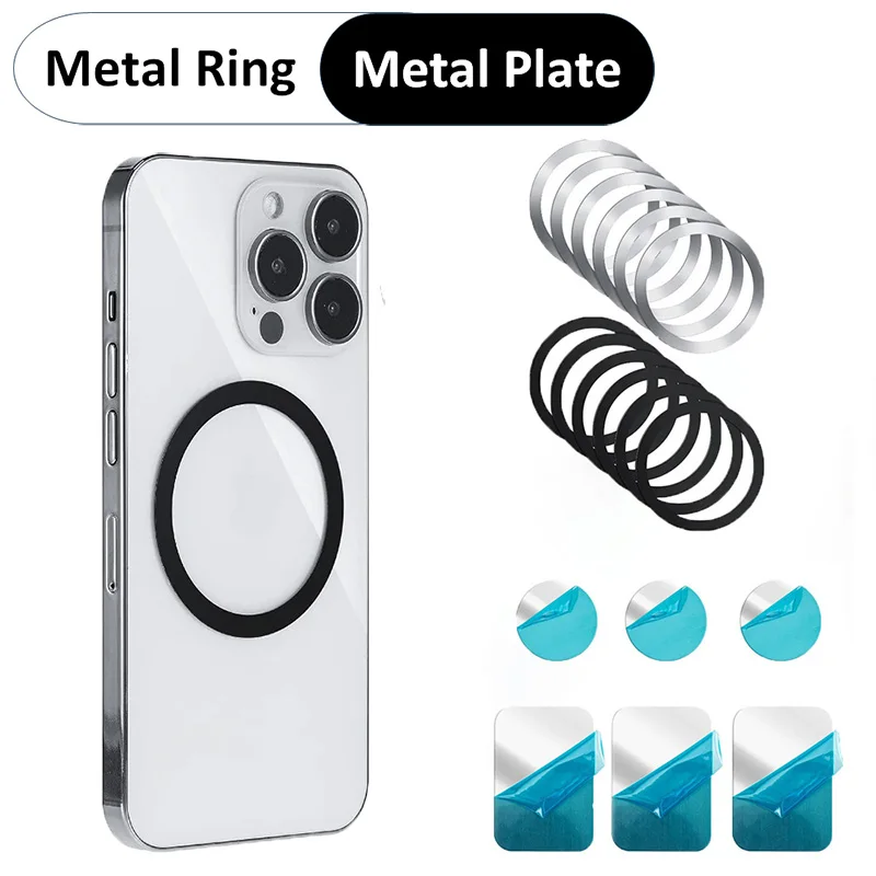 Universal Metal Plate & Metal Ring Mobile Phone Popsocket Accessories Suitable for Magnetic Phone Stands and Car Phone Holder