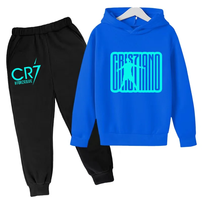 

Children's Clothing 3-12Y Hoodie Football CR7 Print Sweatshirt Top+Trousers 2P Boys Girls Toddler Sports Coat Casual Jogging Set