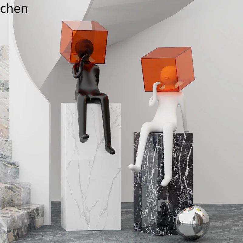 YFY  Thought Cage Figure Sitting  Modern Art  Model Room Study Sales Office Living Room  Ornament