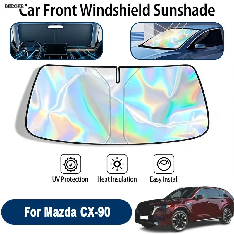 Windshield Sun Shade For Mazda CX-90 Foldable UV Reflective Front Window Sun Protection Cover Accessories