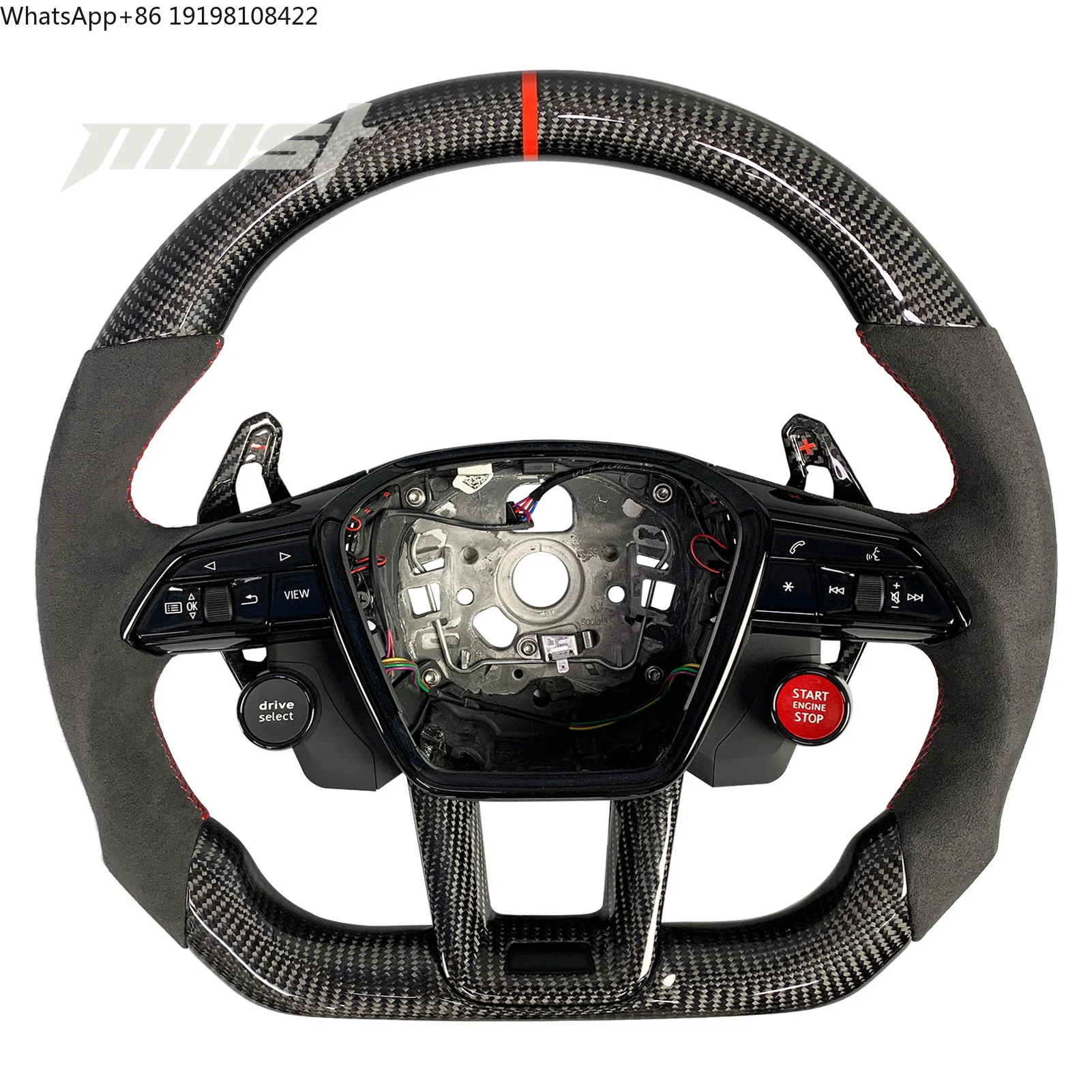 

Спортивный руль из карбона с кнопкой запуска двигателя для Audi A6, A7, A8, S6, S7, S8, RS6, RS7 (2018-2024), Avant, Quattro, Sportback, индивидуальный заказ