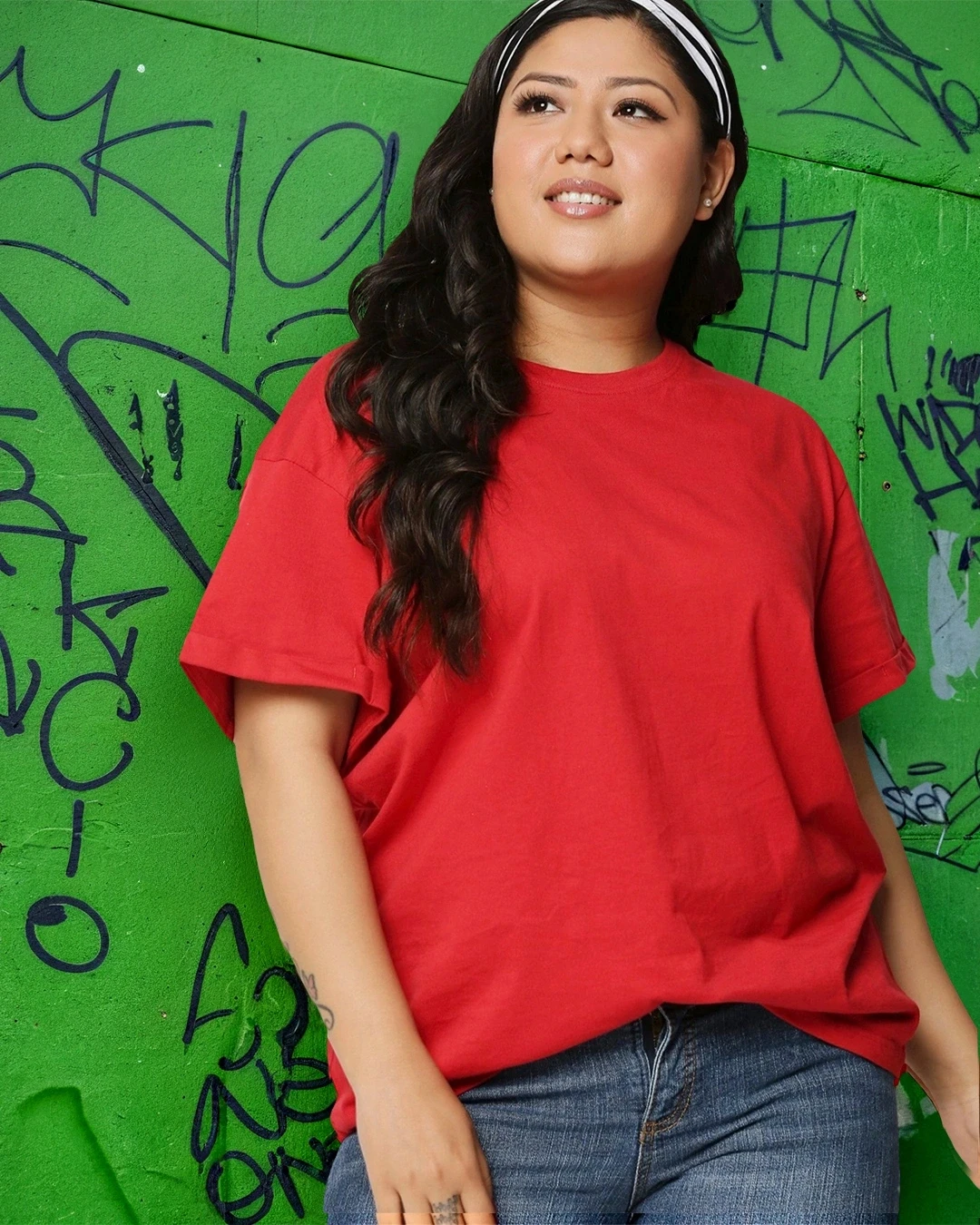 

Женская футболка больших размеров размера плюс 1 шт. с принтом, повседневная женская футболка из полиэстера с круглым вырезом, эластичная женская футболка больших размеров THE PLUS LIFE