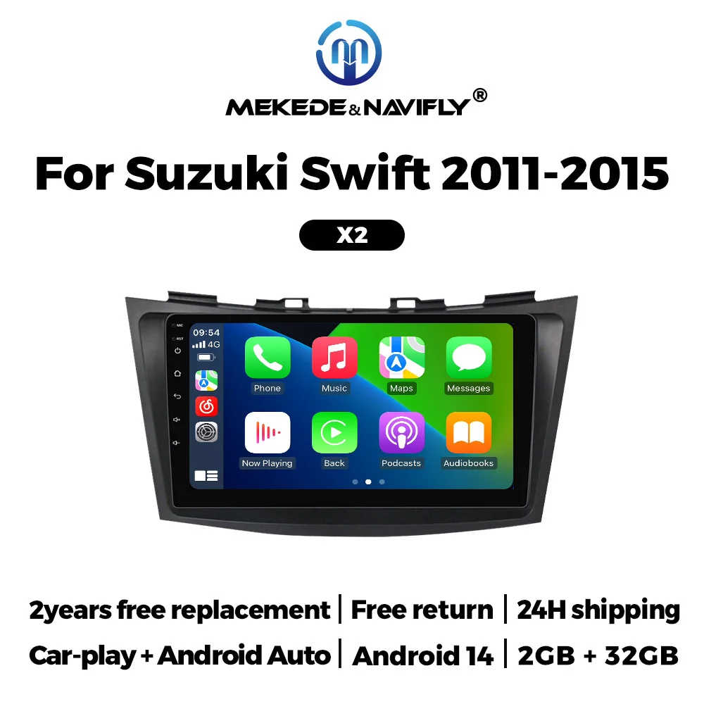 MEKEDE Android 14 Autoradio Stereo Voor Suzuki Swift 2011-2015 Autoradio Multimedia Speler Navigatie WiFi 2Din 9 inch CarPlay