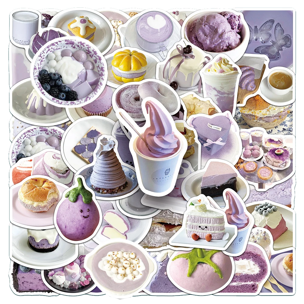 10/30/50枚入り インスタ映え タロイモペースト デザート風 エステティック デカール かわいい DIY 車 iPad ノートパソコン 冷蔵庫 壁 キュート キッズ DIY ステッカー