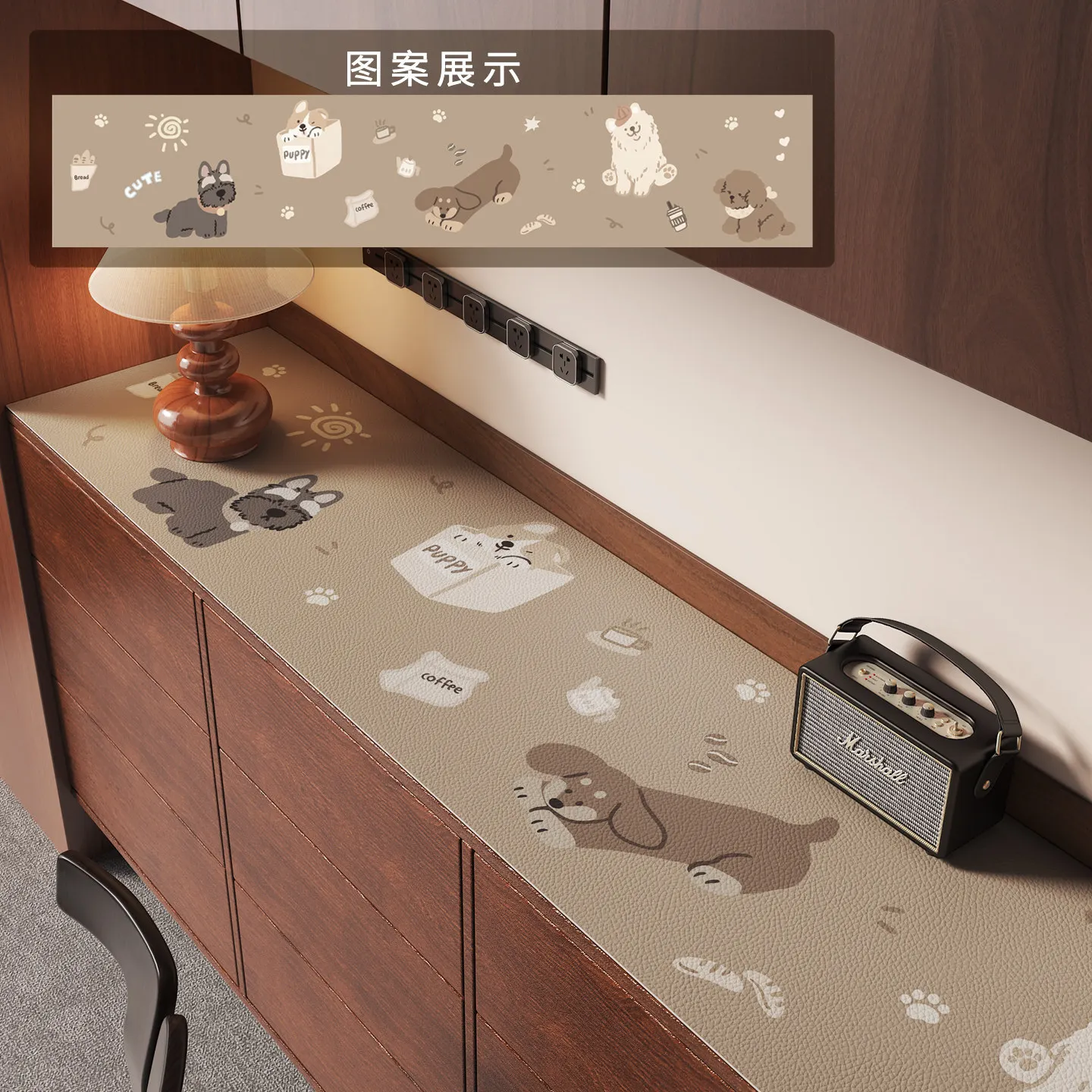 VIKAMA Vintage Cartoon Cabinet Mat Waterproof Oil-proof Anti-scratch Desk Protector for TV Stand Sideboard Home Decor