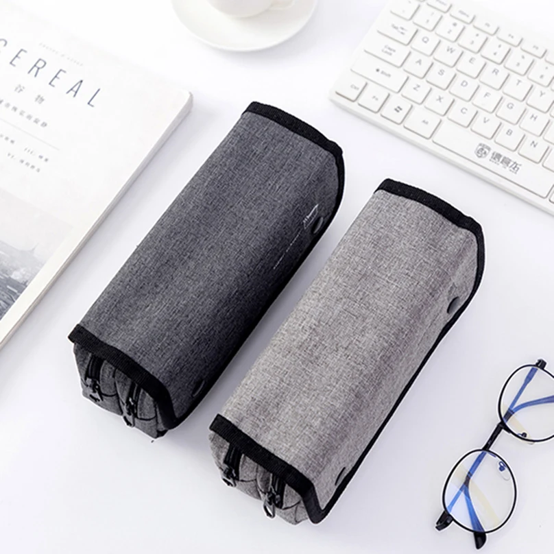 Imagem -06 - Coreano Grande Capacidade Black Pencil Case Papelaria Pen Pouch Material Escolar