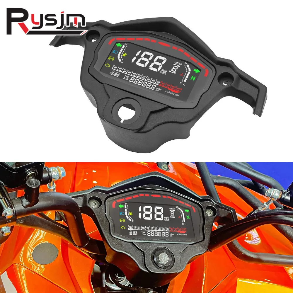 Universal Digital Motorcycle Dashboard Panel LCD Speedometer Tachometer 0~14000r/min for 2,4 Cylinder Instruments Bracket