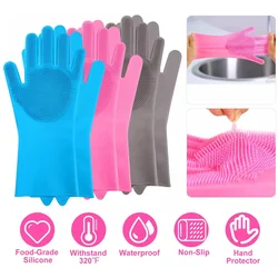 Guantes mágicos de goma de silicona para lavar platos, esponja para el hogar, Herramientas de limpieza de cocina