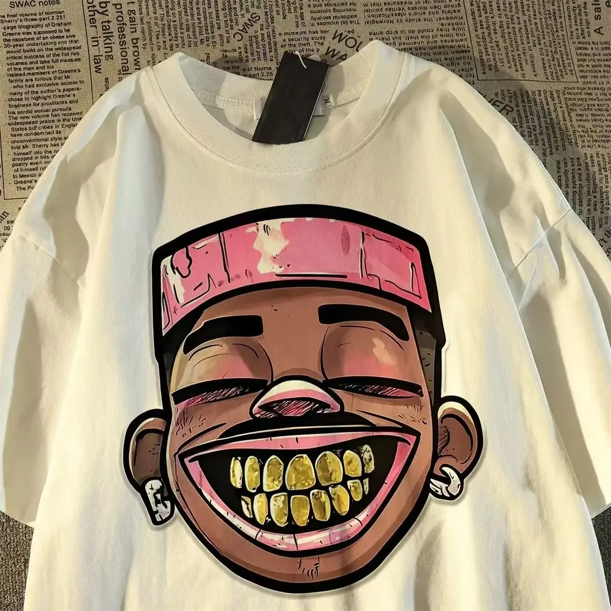 summer T-shirt Hip-hop Style Trend Versatile Short-sleeved Top Print and Luxury Sports Leisure Design Cotton Crew Neck T-shirt