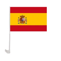 EOODLOVE Flag 30x45cm Spanish car flag 12x18 inch Spanish car window flag bearer with plastic flagpole decoration flag
