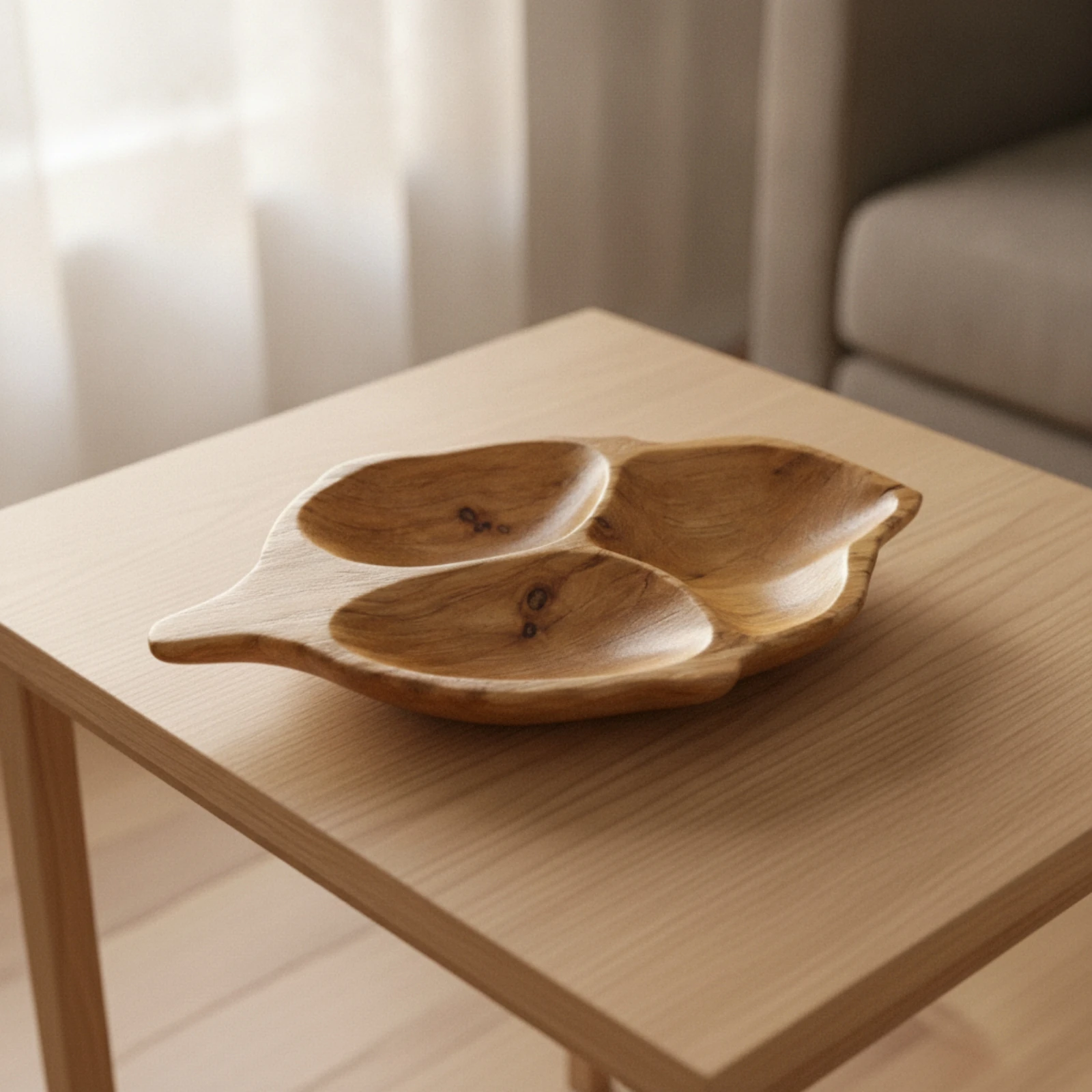 Wooden Tray with Compartments Rustic Leaf-Shaped Tray Decorative Versatile for Hosts, Home Decor, Tabletop Organization