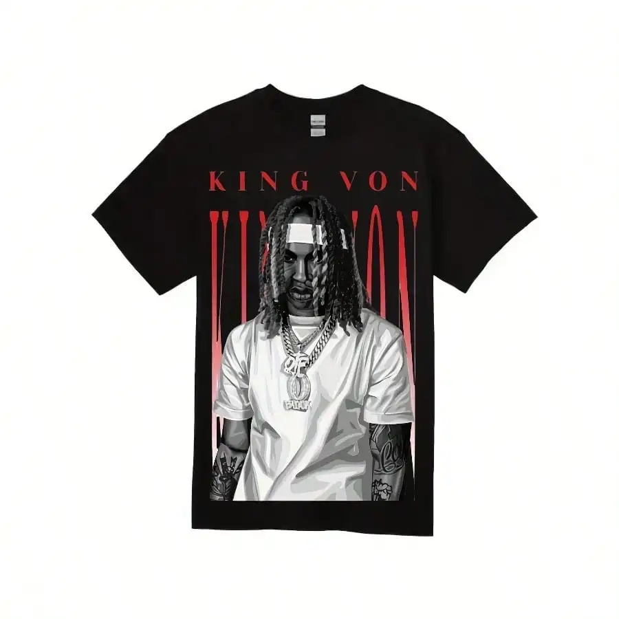 

King Men's Black Graphic T-Shirt Bold Red White Print 100% Cotton Relaxed Fit Crew Neck Tee Soft Breathable Casual Shirt