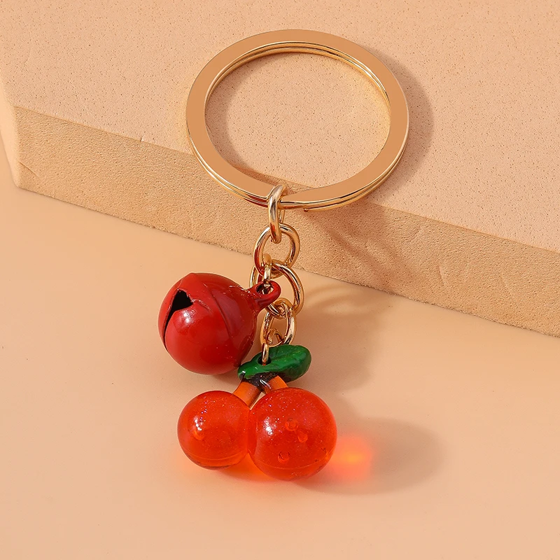 Modischer Frucht-Kirsch-Glocken-Schlüsselanhänger für Autoschlüssel, Souvenir-Geschenke für Frauen und Männer, Handtaschen-Anhänger, DIY-Schmuck-Geschenke – Detail 3