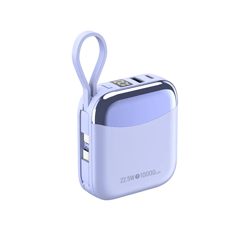 CCC Mini Portable and Compact 22.5W Fast Charging 10000MAh Power Bank with Built-in Cord Mobile Power for IPhone Xiaommi Samsung