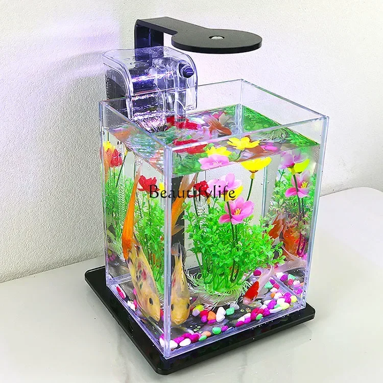 

Self-Circulating Fish Tank Small Desktop Living Room Home Aquarium Ecological Lazy Change Water