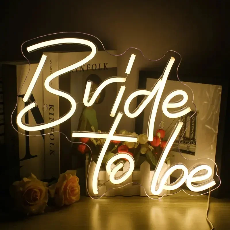 Imagem -03 - Led Neon Light Sign para Decoração de Parede Usb Noiva Solteira Noivado Festa de Casamento