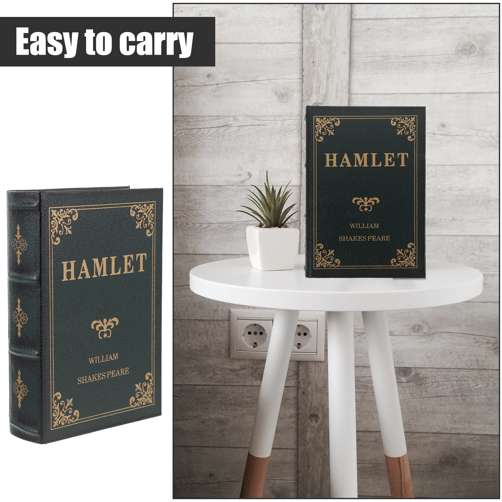 

1pc Vintage Style Book Shaped Storage Box Fake Book Container Decorative Home Office Organizer Hidden Prop For Bookshelf Coffee