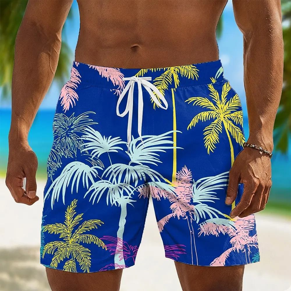 Men's Coconut Tree Tropical Plants Shorts Board Shorts Mid Waist Hawaiian Daily Beach Vacation Wear