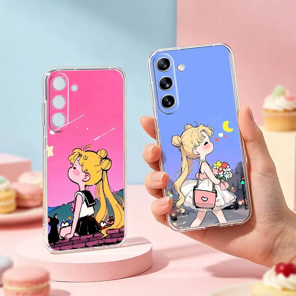 Cute S-Sailor Moon Phone Case For Samsung Galaxy A91,80,73,72 ,71,53,52,32 ,31,22,21s,20,Transparent Soft Case