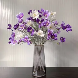 5Pcs Artificial Flocking Cosmos Silk Flowers for Home Decoration Galsang Flowers Wedding Party Table Flower Arrangement Bouquet