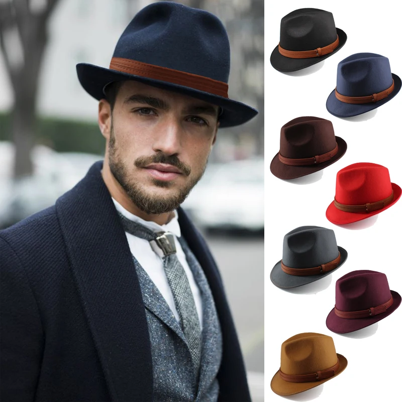 Men Women Woolen Classical Retro Fedora Hats Trilby Jazz Sunhat Street Style Caps Party Travel Outdoor Size US 7 1/8 UK M