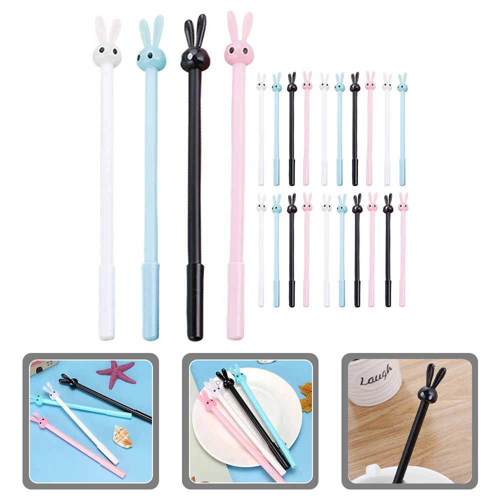 24Pcs Rabbit Gel Pens Long Ear Cartoon Bunny Ink Pens Smooth Writing Student School Supplies Tools