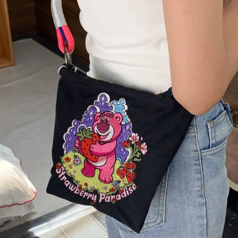 

Miniso Disney Cartoon Embroidered Mini Handbags Drawstring Beach Hawaii Shoulder Bags Folded Casual Crossbody Bags For Women