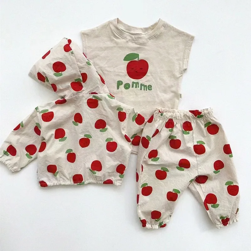 2024 Summer New Baby Cute Bear Print Sunscreen Coat Cotton Children Hoodie Clothes Boys Casual Cardigan Infant Sunscreen Jacket