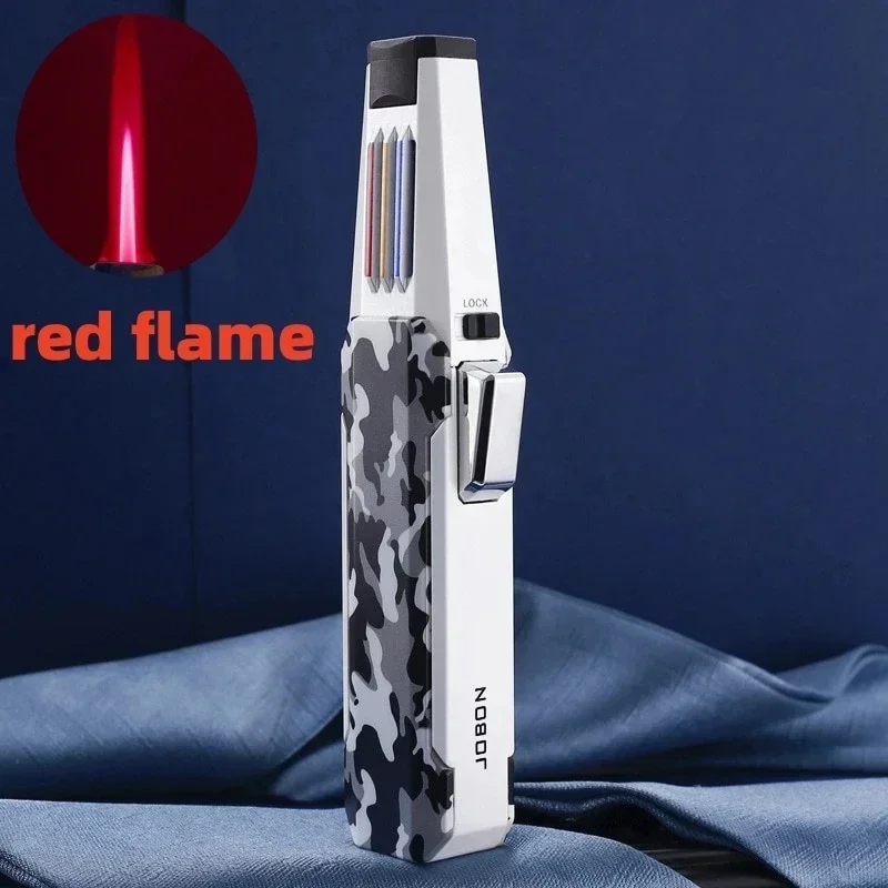 JOBON Metal Outdoor Windproof Turbine Torch Spray Gun Blue Red High-Flame Butane Gas Lighter BBQ Tool Welding Kitchen Men\'s Gift