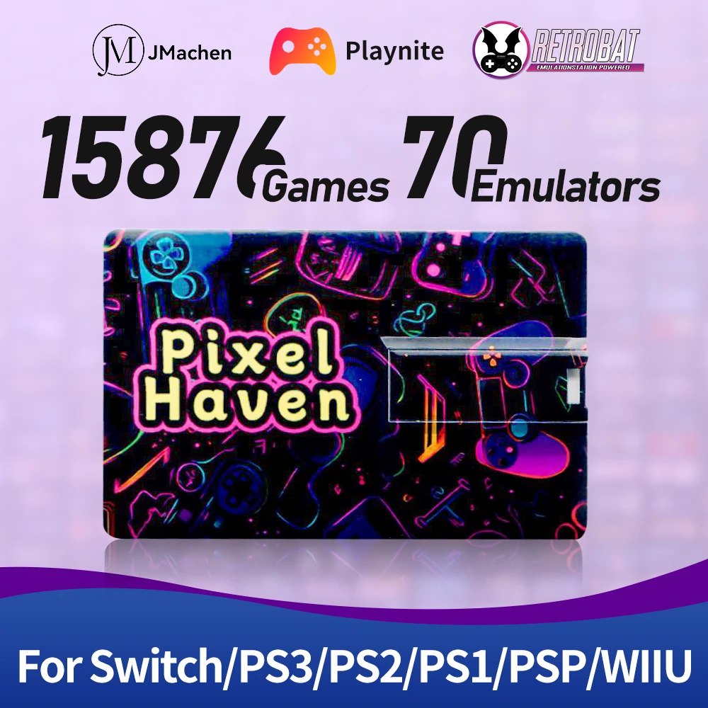 

JMachen Pixel Haven Game Card with 15876 Games for Win PC/Laptop/Handheld Game Console for Switch/PS3/PS2/PS1/PSP/WIIU Plug&Play