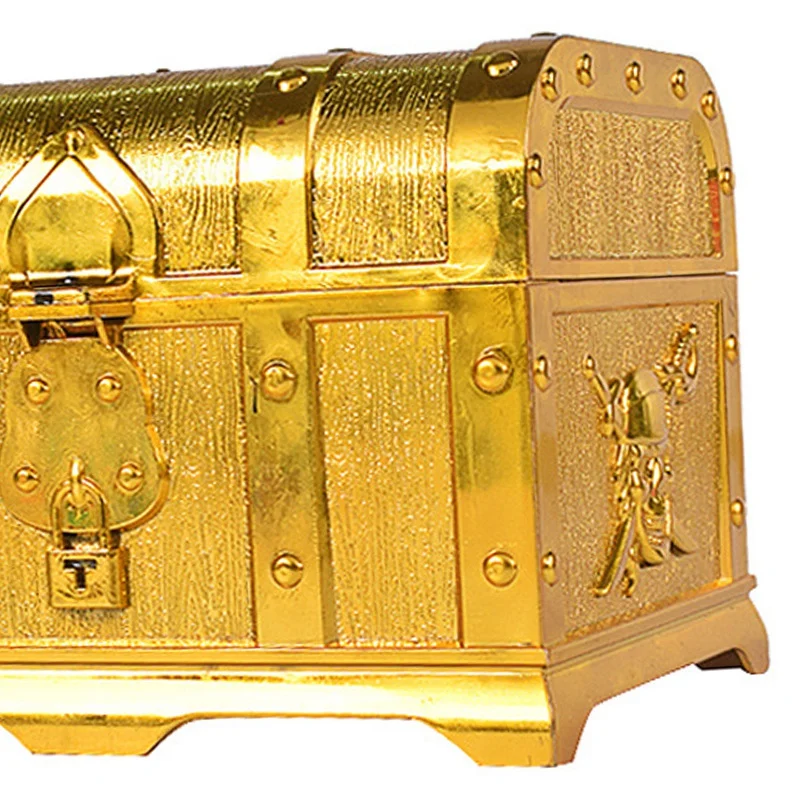 Pirate Treasure Chest decorativo scrigno del tesoro Keepsake portagioie giocattolo di plastica scatole del tesoro decorazioni per feste bronzo di