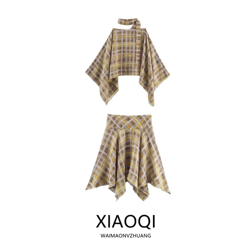 

Осень 2022, новый круглый клетчатый шарф Ne Wide Sve, капюшон, юбка Ne f, женский модный комплект ort Sle, европейский узор