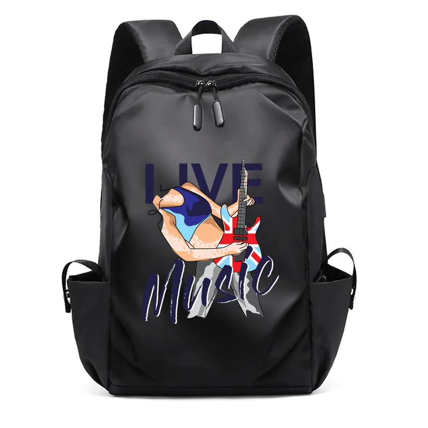 

Let's I love With Music Pattern Printed Canvas Backpack Student Schoolbag Large Capacity Fashion Boy Girl Laptop Rucksack