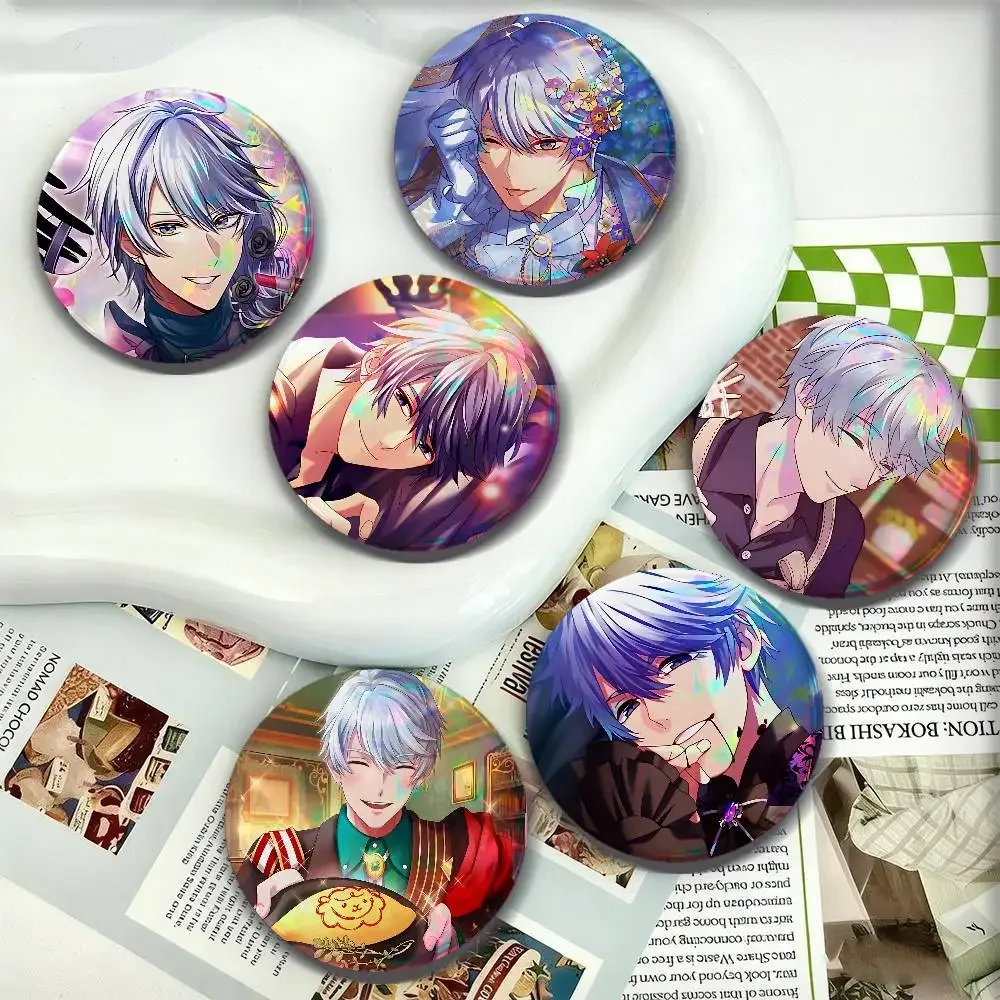 Cartoon Anime O-Obey Me Solomon For Badge Personalized Custom Laser Reflective Badge Hologram Metal Enamel Brooch Souvenir Gift