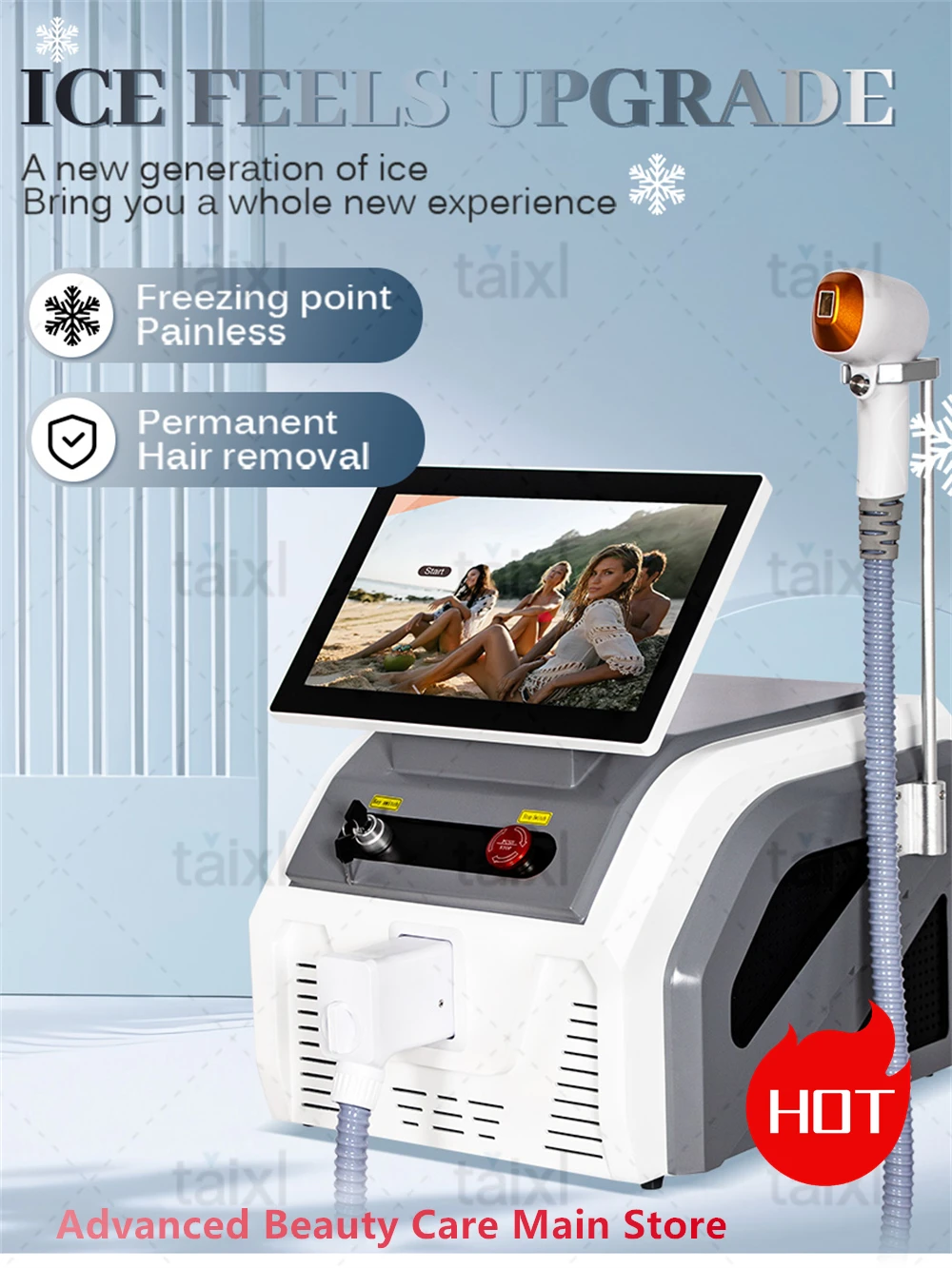 

New Woman Depilation Laser Permanent Point Painless Hair Removal Machine Advanced Cooling Technology HD Touch Screen 808 Diode
