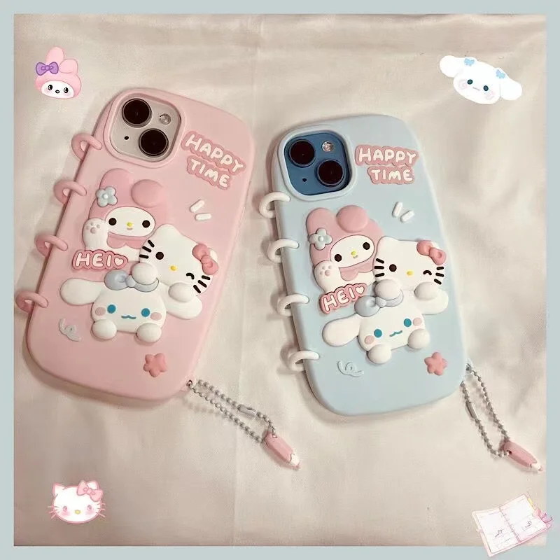 Custodie per telefoni Sanrio in Silicone morbido Miniso di lusso per Iphone 15 14 13 11 Pro Max Plain Cartoon Funda Hello Kitty Cover Shell