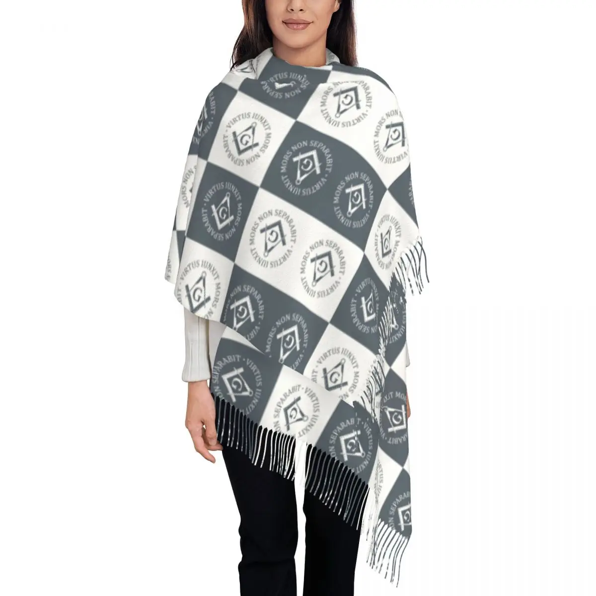 Personalized Printed Freemasonry Sign Scarf Women Men Winter Fall Warm Scarves Masonic Shawl Wrap