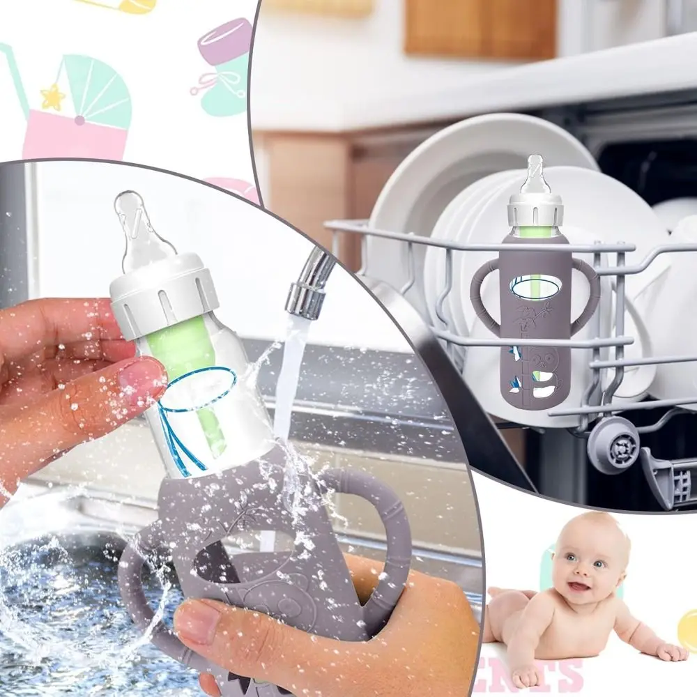Pegangan Botol Bayi Multifungsi Lembut Mudah Digenggam untuk Botol Leher Normal Anti Pecah Selongsong Pegangan Silikon untuk Dr. Brown's
