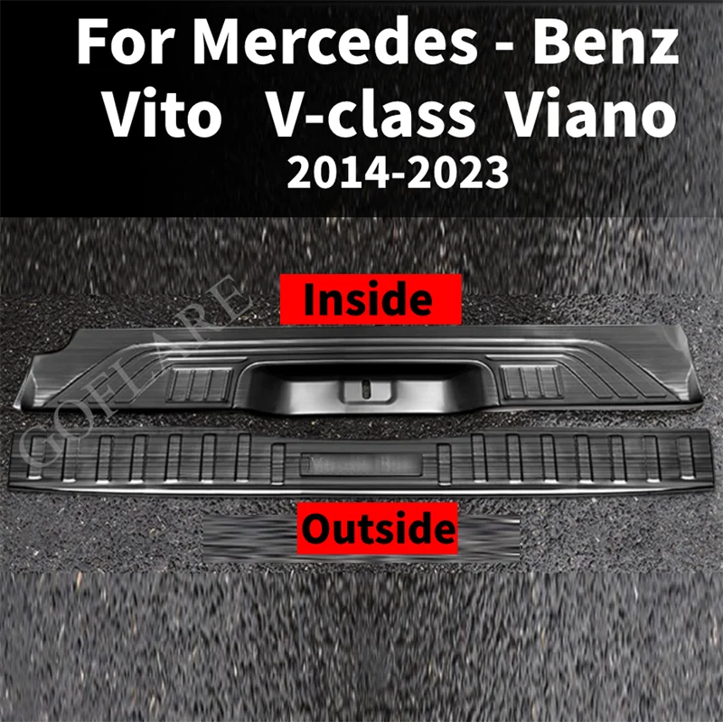 Acessórios do carro Para Mercedes BENZ Vito Viano V classe V250 V260 W447 2014-2023 Traseiro Bumper Protector Tronco soleira da porta Scuff Placa