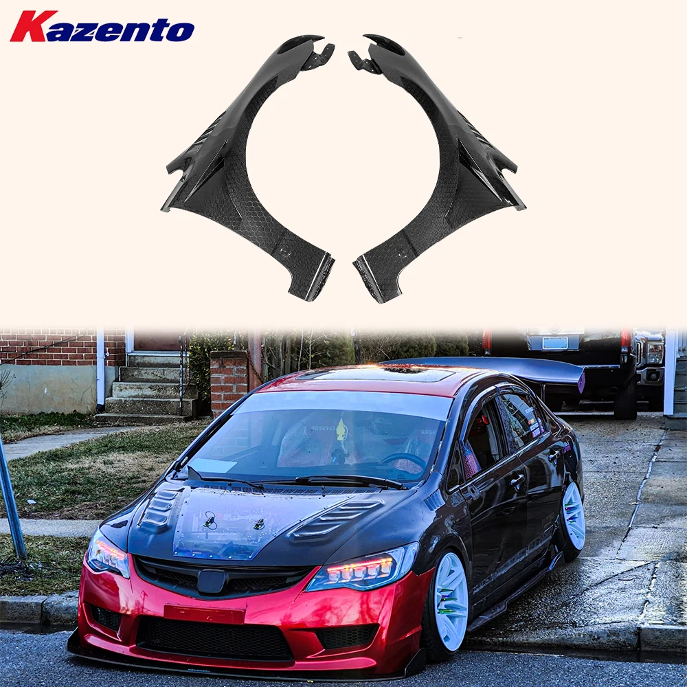 

For Honda 06-08 Civic Fd2 J2 Style Front Vented Fender Honeycomb Carbon Fiber