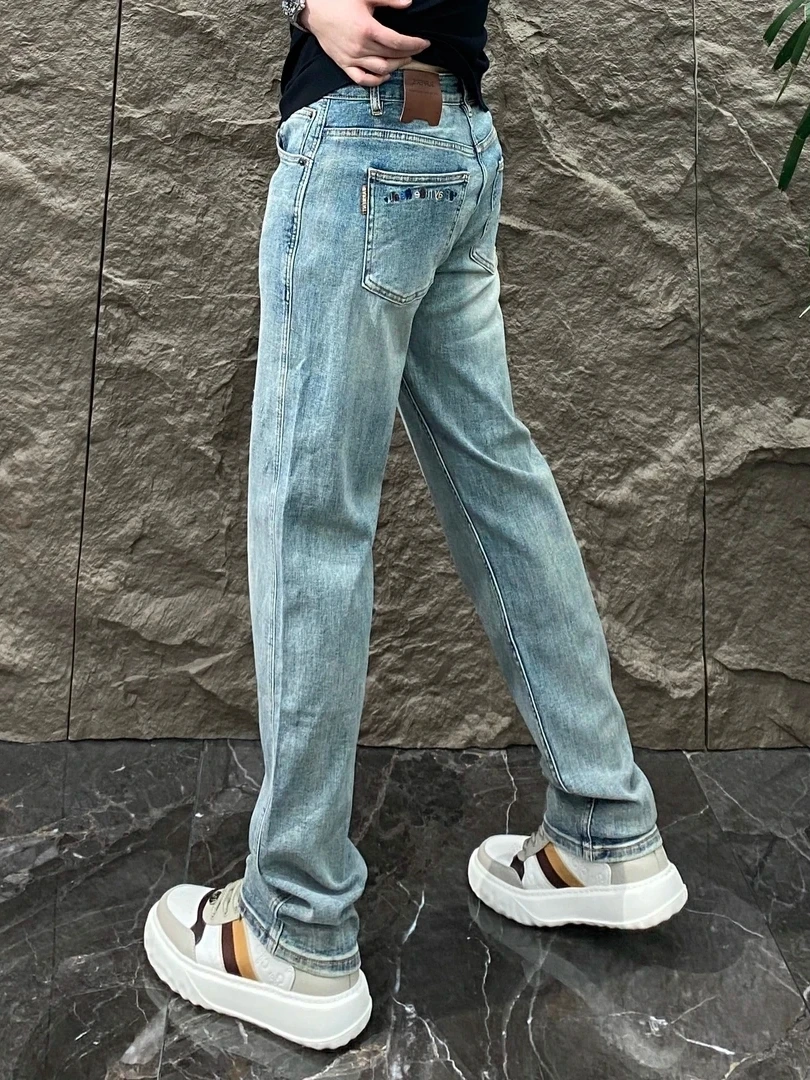 

High-Quali Faionable Men's Slim Straight Jeans Spring Summer New Sle Youth ulari mid Waist Long Pants Antibacterial