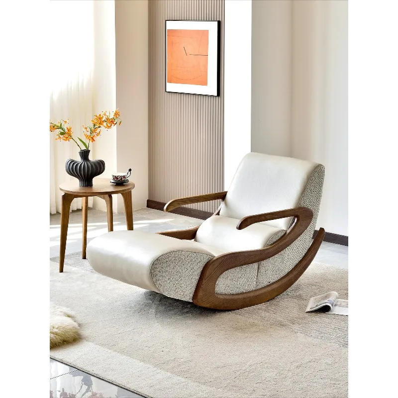 

New Chinese solid wood sofa, living room leisure chair, balcony single chair, lazy leisure recliner